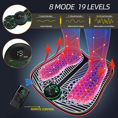 EMS Foot Massager Mat Back Massager for Neuropathy Pain Relief Electric Legs Feet Stimulator Massager Machine